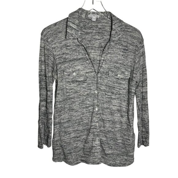 JAMES PERSE melange button down shirt long sleeve womens size 3 heather gray - Picture 2 of 8